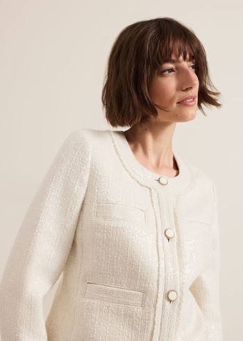 Phase Eight Ripley Sequin Coats White Australia | IZ3548201